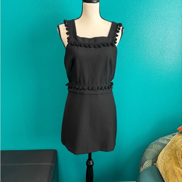 Zara Woman Black Pom Pom Trim Pinafore Apron Dress Women's Medium NWT - Picture 10 of 10